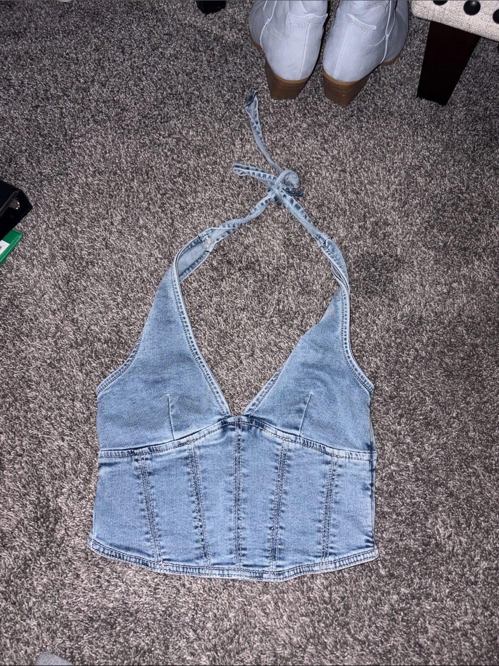 Garage denim cropped corset